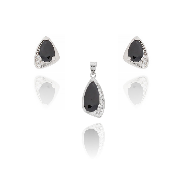 Srebrne kolczyki i zawieszka cyrkonia...