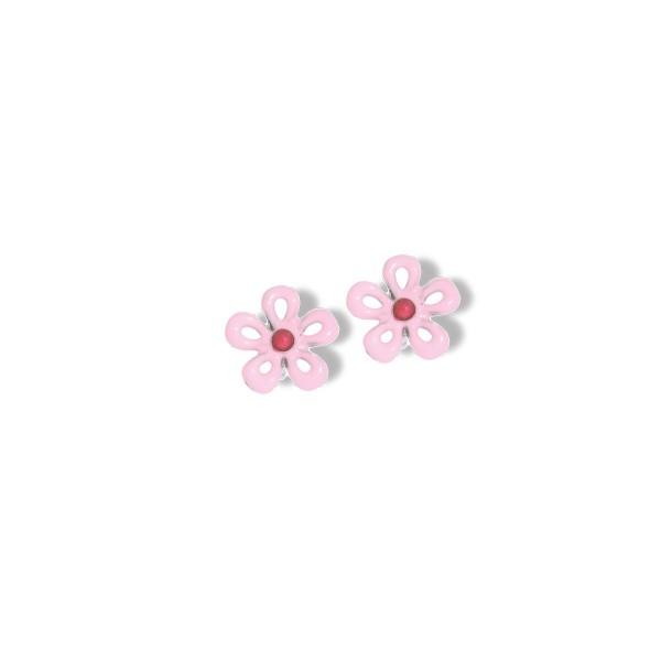 Kolczyki srebrne - różowe kwiatki
