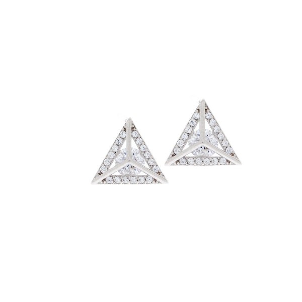 Kolczyki srebrne - trójkąty z cyrkoniami